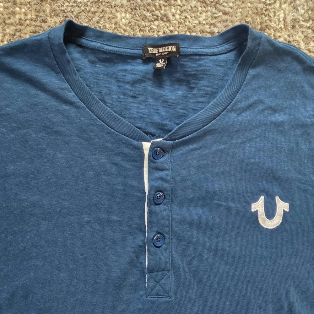 True Religion Men's Blue Henley Shirt